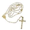 Needzo Saint Michael Bookmark with Rosary Gift Set, Book Page Holder with Spanish Chaplet on The Back and White Beaded Necklace with Crucifix (6.5 Inches, White) view 2