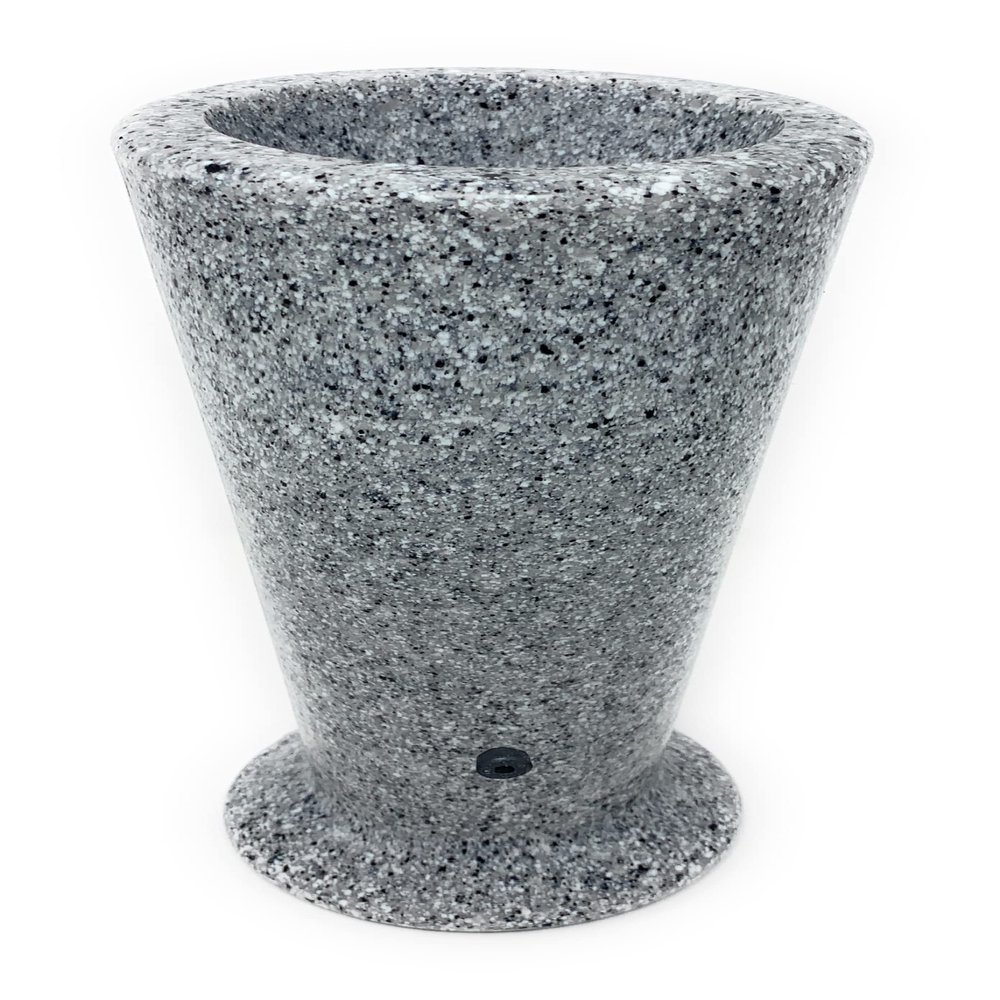 OPTIMUM Slim Memorial Cemetery Flower Vase - Plastic (Light Grey Granite Drainage Hole) With Metal Ground Spike , Grave Marker , Decorations For Gravesite , Headstone Flowers Holder , Garden Lawn