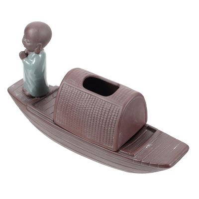 1pc Boat Vase Desktop Ceramic Vase Green Plant Arrangement Ornament Home Decoration Mini Tabletop Ornament Tabletop Decor Desktop