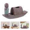 1pc Boat Vase Desktop Ceramic Vase Green Plant Arrangement Ornament Home Decoration Mini Tabletop Ornament Tabletop Decor Desktop view 4