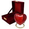 SMIURNS Small Heart Keepsake Cremation Urn for Human Ashes - Mini Urns for Mom & Dad with Velvet Case Memorial, Funeral Urn for Adult with Brass Stand Urns for your Loved One (Red Heart)