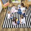 Flagship Carpets Simply Stylish Black & White Stripe Classroom Area Rug for Indoor Classroom Learning or Kid Bedroom Educational Play Mat, 5'x7'6" view 2