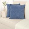 18x18 Pillow Covers Navy Blue Set of 2 Decorative Pillow Covers Square Textured Soft Cozy Chenille Cushion Covers with Blanket Stitch Hemmed Trim Decorative Edge for Living Room Sofa Bed view 2
