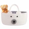 Baby Diaper Caddy Organizer -Portable Baby Nursery Storage Holder Bag -100% Real Natural Cotton Diaper Storage Basket with Removable Dividers & Sturdy Handles for Organizer Diaper Toy Paper Towels view 1