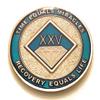 25 Year NA Blue & Gold Diamond Style Recovery, Clean, Medallion, Chip, Coin, Token view 1