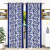 Sophia-Art Indian Textured Home Bedroom Darkening Room Loha Linen Grommet Rod Pocket Exclusive Room Insulated Living Top Casual Pair Curtain Panel (Blue Leaf, Door Curtain 46" X 105" Each Panel) view 1