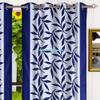 Sophia-Art Indian Textured Home Bedroom Darkening Room Loha Linen Grommet Rod Pocket Exclusive Room Insulated Living Top Casual Pair Curtain Panel (Blue Leaf, Door Curtain 46" X 105" Each Panel) view 2
