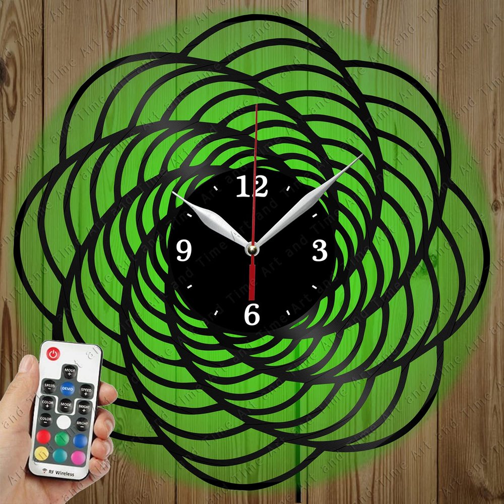 LED Vinyl Clock - Light Vinyl Wall Clock - Abstract - Custom Original Gift - Art LED Clock Design - Personalised LED Vinyl Record Wall Clock - Unique LED Light Home Decor
