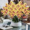 4 Pcs Artificial Orchid Flowers 9 Large Heads of Real Touch Vivid Phalaenopsis Orchid Flower Stem 36'' Tall, Artificial Flowers Branches for Home Decor, Office House Decoration-Yellow Phalaenopsis view 4