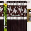 Indian Textured Home Bedroom Darkening Room Loha Linen Grommet Rod Pocket Exclusive Room Insulated Living Top Casual Pair Curtain Panel (Brown Butter Fly, Door Curtain 46" X 105" Each Panel) view 2