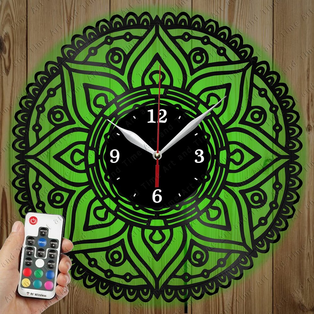 LED Vinyl Clock - Light Vinyl Wall Clock - Abstract - Custom Original Gift - Art LED Clock Design - Personalised LED Vinyl Record Wall Clock - Unique LED Light Home Decor
