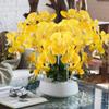 4 Pcs Artificial Orchid Flowers 9 Large Heads of Real Touch Vivid Phalaenopsis Orchid Flower Stem 31.5'' Tall, Artificial Flowers Branches for Home Decor, Office House Decor-Yellow Phalaenopsis view 2