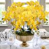 4 Pcs Artificial Orchid Flowers 9 Large Heads of Real Touch Vivid Phalaenopsis Orchid Flower Stem 31.5'' Tall, Artificial Flowers Branches for Home Decor, Office House Decor-Yellow Phalaenopsis view 4