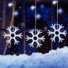 Minetom Christmas Snowflake Icicle Lights Outdoor - Plug-in 7ft 7 Drops 80LED Snowflake Lights, Connectable for Outdoor Porch Eaves Roof Pergola Canopy Christmas Decor (Blue and White) view 1