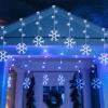 Minetom Christmas Snowflake Icicle Lights Outdoor - Plug-in 7ft 7 Drops 80LED Snowflake Lights, Connectable for Outdoor Porch Eaves Roof Pergola Canopy Christmas Decor (Blue and White) view 2