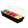 5 Compartment Plastic Dispenser Fruit Veggie Condiment Caddy with LidIce Cooled Condiment Serving Container Chilled Garnish Tray Bar Caddy for Home Work or Restaurant (Black) view 1