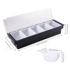 5 Compartment Plastic Dispenser Fruit Veggie Condiment Caddy with LidIce Cooled Condiment Serving Container Chilled Garnish Tray Bar Caddy for Home Work or Restaurant (Black) view 2