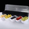 5 Compartment Plastic Dispenser Fruit Veggie Condiment Caddy with LidIce Cooled Condiment Serving Container Chilled Garnish Tray Bar Caddy for Home Work or Restaurant (Black) view 3