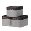 DULLEMELO Fabric Baskets for Storage, Rectangular Fabric Storage Bins Collapsible, Perfect for Shelves, Closets, Nursery, Empty Gift Baskets (3-Pack Medium-15 inch X 11 inch X 9.5 inch , Black&Grey) view 1