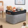 DULLEMELO Fabric Baskets for Storage, Rectangular Fabric Storage Bins Collapsible, Perfect for Shelves, Closets, Nursery, Empty Gift Baskets (3-Pack Medium-15 inch X 11 inch X 9.5 inch , Black&Grey) view 2