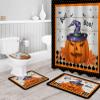 Plelat 4 Piece Bathroom Mat Sets, Happy Halloween Pumpkin with Witch Hat and Bats Doormats Decor Shower Curtain Rugs Bath Mat Non-Slip Toilet Seat Cover Bathroom Mat view 3