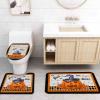 Plelat 4 Piece Bathroom Mat Sets, Happy Halloween Pumpkin with Witch Hat and Bats Doormats Decor Shower Curtain Rugs Bath Mat Non-Slip Toilet Seat Cover Bathroom Mat view 4