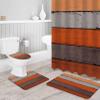 Plelat 4 Piece Bathroom Mat Sets, Rustic Farm Wood Orange Grey Brown Doormats Decor Shower Curtain Rugs Bath Mat Non-Slip Toilet Seat Cover Bathroom Mat view 3