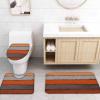 Plelat 4 Piece Bathroom Mat Sets, Rustic Farm Wood Orange Grey Brown Doormats Decor Shower Curtain Rugs Bath Mat Non-Slip Toilet Seat Cover Bathroom Mat view 4