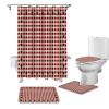 4 Piece Bathroom Mat Sets, Country Star Berry Red Buffalo Plaid Doormats Decor Shower Curtain Rugs Bath Mat Non-Slip Toilet Seat Cover Bathroom Mat view 1