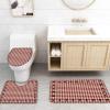 4 Piece Bathroom Mat Sets, Country Star Berry Red Buffalo Plaid Doormats Decor Shower Curtain Rugs Bath Mat Non-Slip Toilet Seat Cover Bathroom Mat view 4