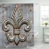 4 Piece Fleur-De-Lis Waterproof Fabric Bathroom Sets with Non-Slip Rugs, Toilet Lid Cover and Bath Mat, Waterproof Shower Curtain with Standard Size view 2