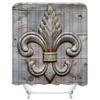 4 Piece Fleur-De-Lis Waterproof Fabric Bathroom Sets with Non-Slip Rugs, Toilet Lid Cover and Bath Mat, Waterproof Shower Curtain with Standard Size view 3