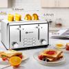 Aigostar Toaster 4 Slice 1.6" Wide Slot Stainless Steel Toasters with Bagel, Reheat, Cancel, Defrost Function, 6 Shade Settings, Removable Crumb Tray, 1550W, Best Rated Prime 4 Slice Toasters view 4