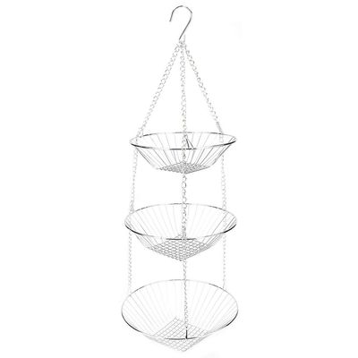 Alvinlite Fruit Basket, Stainless Steel Three-Layer Hanging Kitchen Basket Vegetable Basket Storage Rack