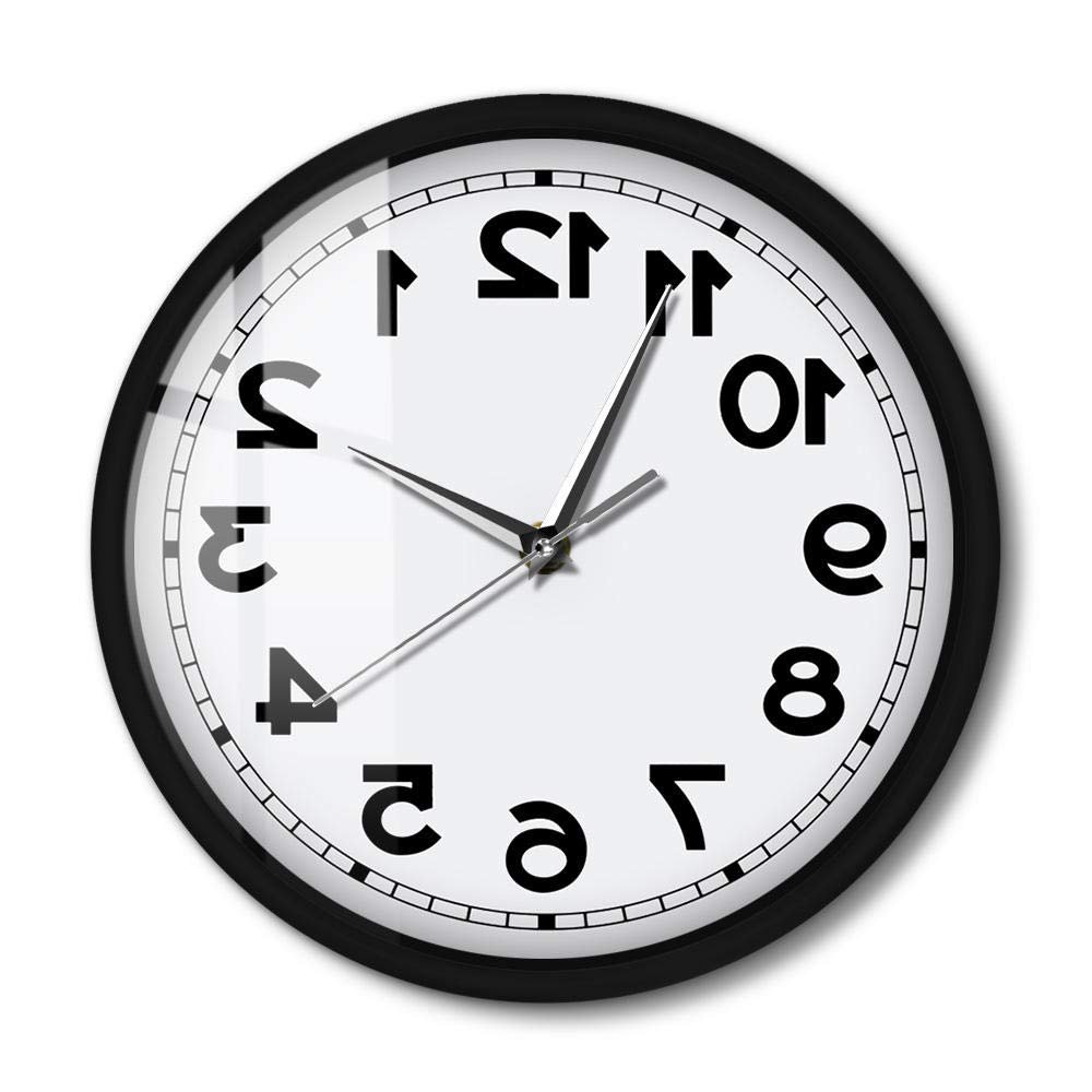 Counter Clockwise Backwards Clock Home Decor Sound Activated Wall Clock Silent Non Ticking Wall Watch with Metal Frame