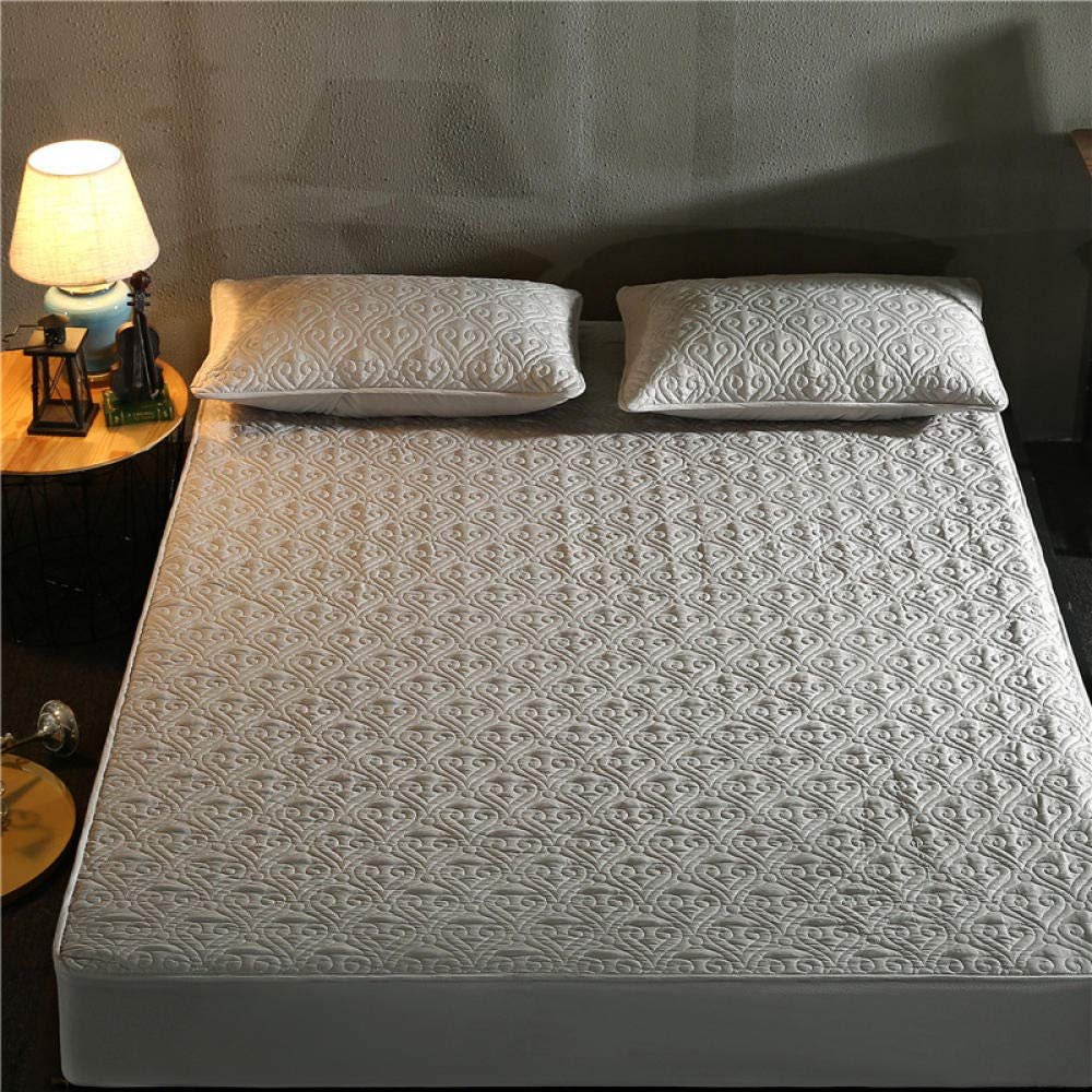 CFYCYHDZHT Bedding Fitted Sheets Thick Cotton Quilted Winter to Keep Warm Cover Bed Hotel Homestay Non Slip Solid Color Mattress Protector Grey1 135cm200cm