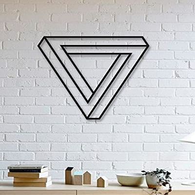 LaModaHome Designed Triangle Decorative Metal Plate Black Wall Dcor,Living Room, Bedroom, Kitchen, Bathroom Interior Decoration, Wall Hanging