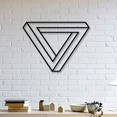 LaModaHome Designed Triangle Decorative Metal Plate Black Wall Dcor,Living Room, Bedroom, Kitchen, Bathroom Interior Decoration, Wall Hanging