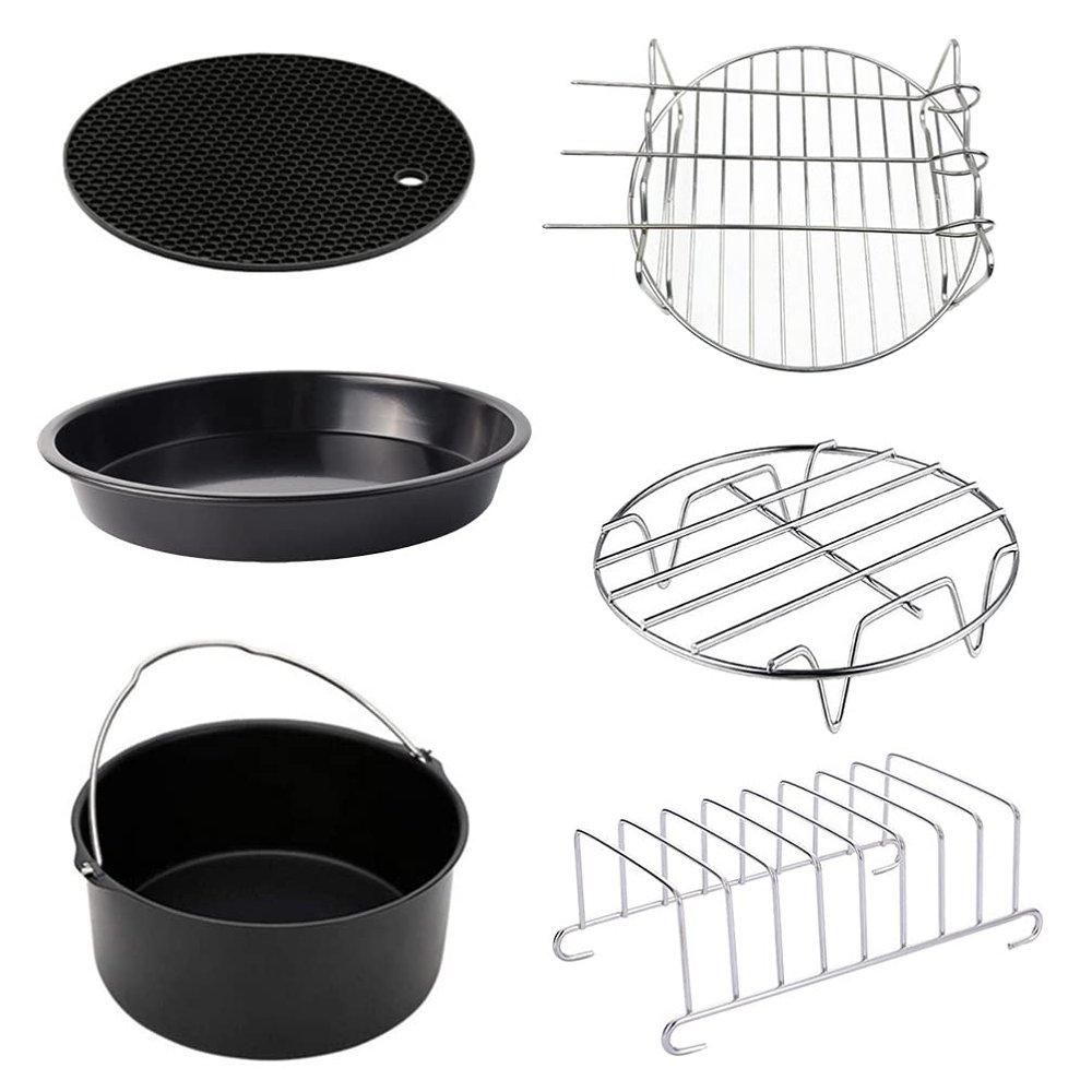 Beaupretty 6pcs Air Fryer Accessories Set Baking Pans and Pizza Tray for Cooking Roasting and Baking Food-grade Material Dishwasher Safe for Cakes Casseroles and More