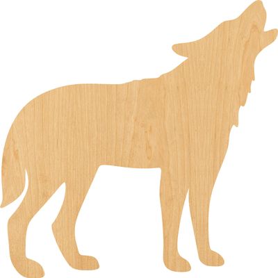 Howling Wolf Laser Cut Out Wood Shape Craft Supply - 4 Inch