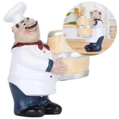 Fdit Resin Chef Statue, Cute Chef Statue Toothpick Holder, Restaurant Decoration Nordic Figurine Tabletop Decoration for Counter Kitchen Bistro Home