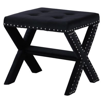 Best Master Furniture Sasha Velvet Accent Bench with Silver Nailhead Trim, Black