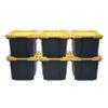 CX BLACK & YELLOW, 12-Gallon Heavy Duty Tough Storage Container & Snap-Tight Lid, (12.51H x 16.3W x 21.8D), Weather-Resistant Design and Stackable Organization Tote [6 Pack] view 1