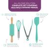 Tovla Jr. Kids Cooking Utensils Set - 4-Piece Kids Kitchen Tools - Safe Baking Set - Food Grade Toddler Chef Supplies - Gender Neutral Silicone Cookware Kit with Spatula Whisk Tongs Rolling Pin view 3