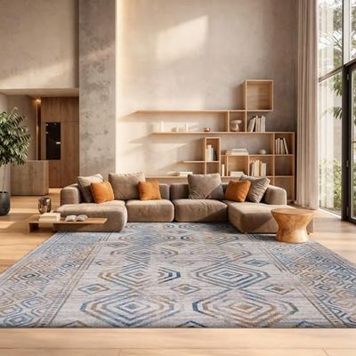 SAFAVIEH Area Rug 8x10 - Tulum Collection - Large - Ivory & Grey, Moroccan Boho Tribal Design, Non-Shedding & Easy to Clean, Ideal for Living Room, Bedroom, Dining Space (TUL636A)
