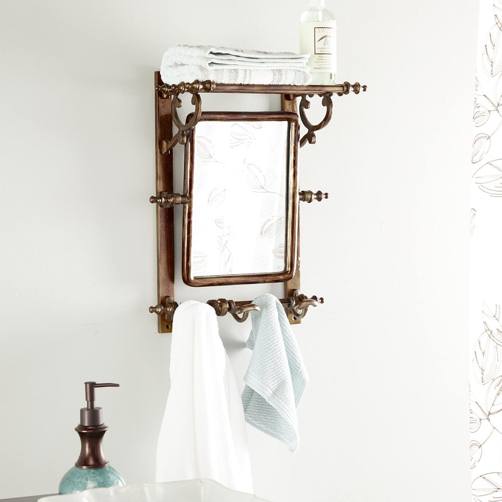 Deco 79 Wall Shelf, 16" L x 9" W x 20" H, Brown