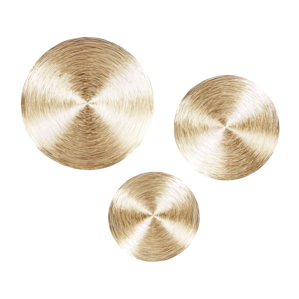 Deco 79 Metal Plate Home Wall Decor Radial Wall Sculpture, Set of 3 Wall Art 23", 18", 15"W, Brown