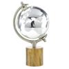 Deco 79 Wood Globe with Brown Base, 8" x 8" x 15", Silver view 1