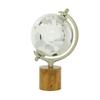 Deco 79 Wood Globe with Brown Base, 8" x 8" x 15", Silver view 3
