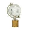 Deco 79 Wood Globe with Brown Base, 8" x 8" x 15", Silver view 4